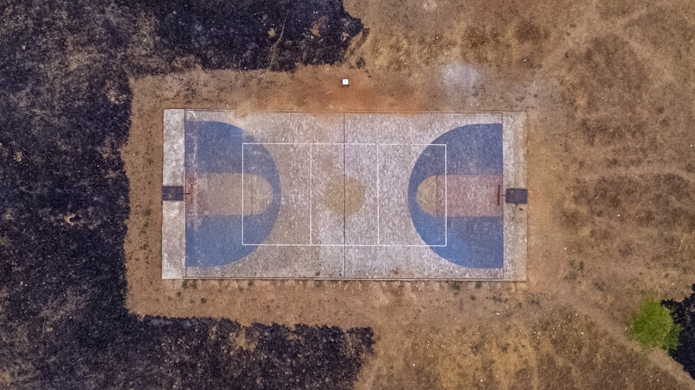 Empty tennis court aerial
